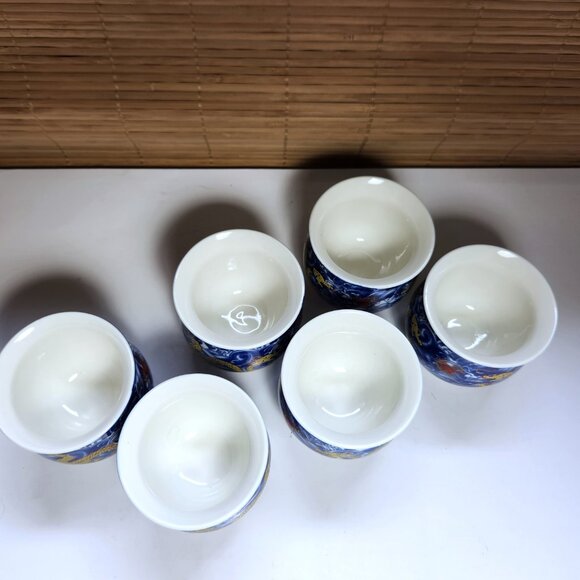 Chinese Golden Dragon Porcelain Teacups Set of 6 Double Wall Jingzhen - Picture 6 of 8